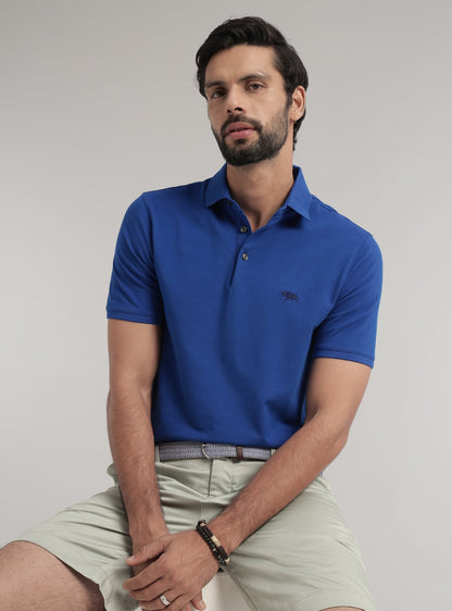 Blue Pique Polo