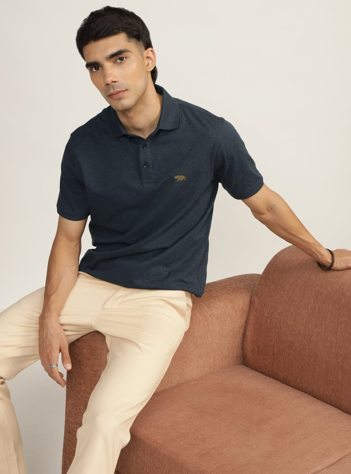 Cinder Navy Melange Polo