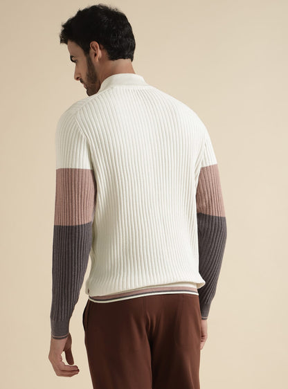 White Colour Block Pullover