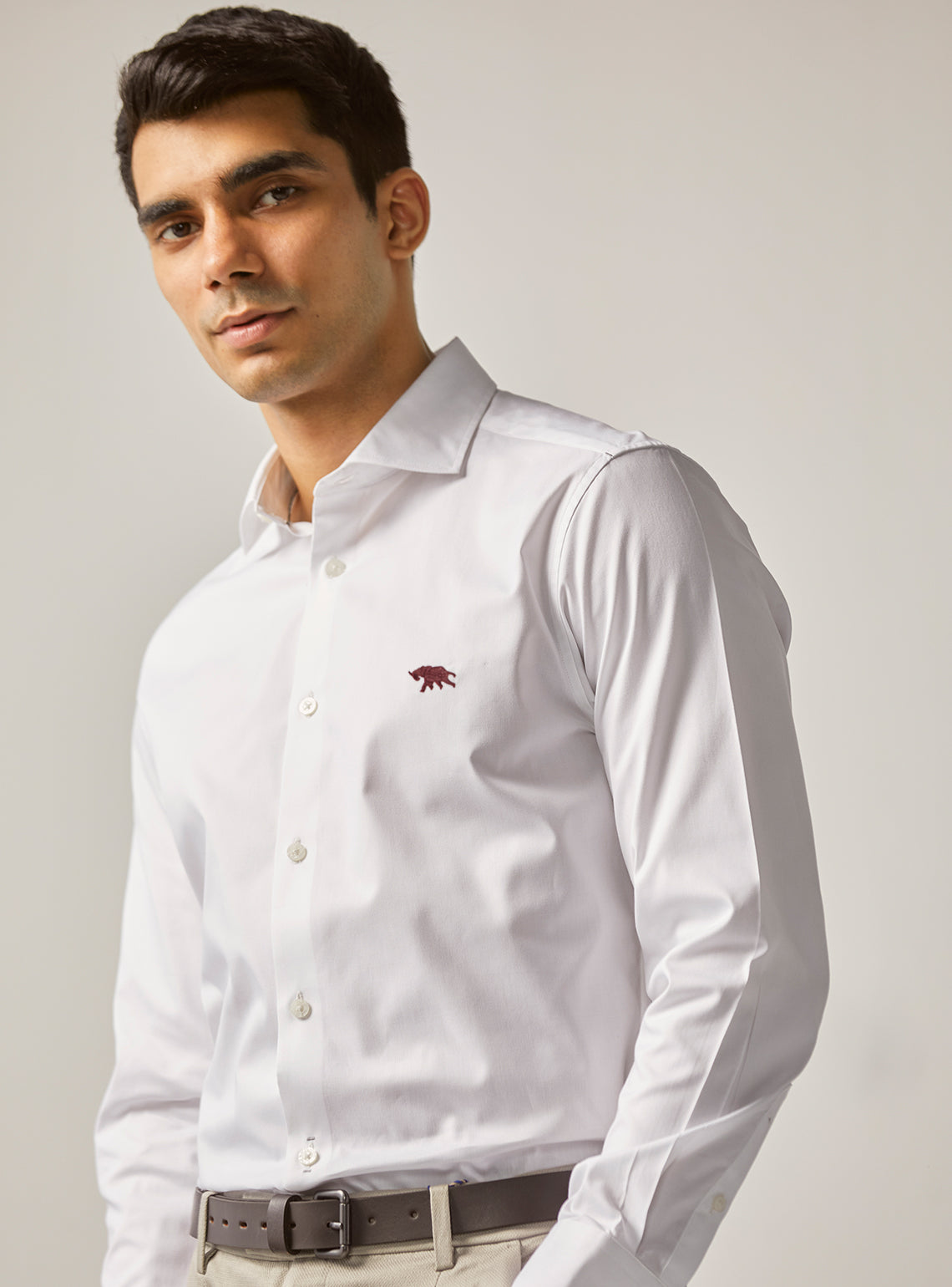 Alp White Shirt - Maroon Mark