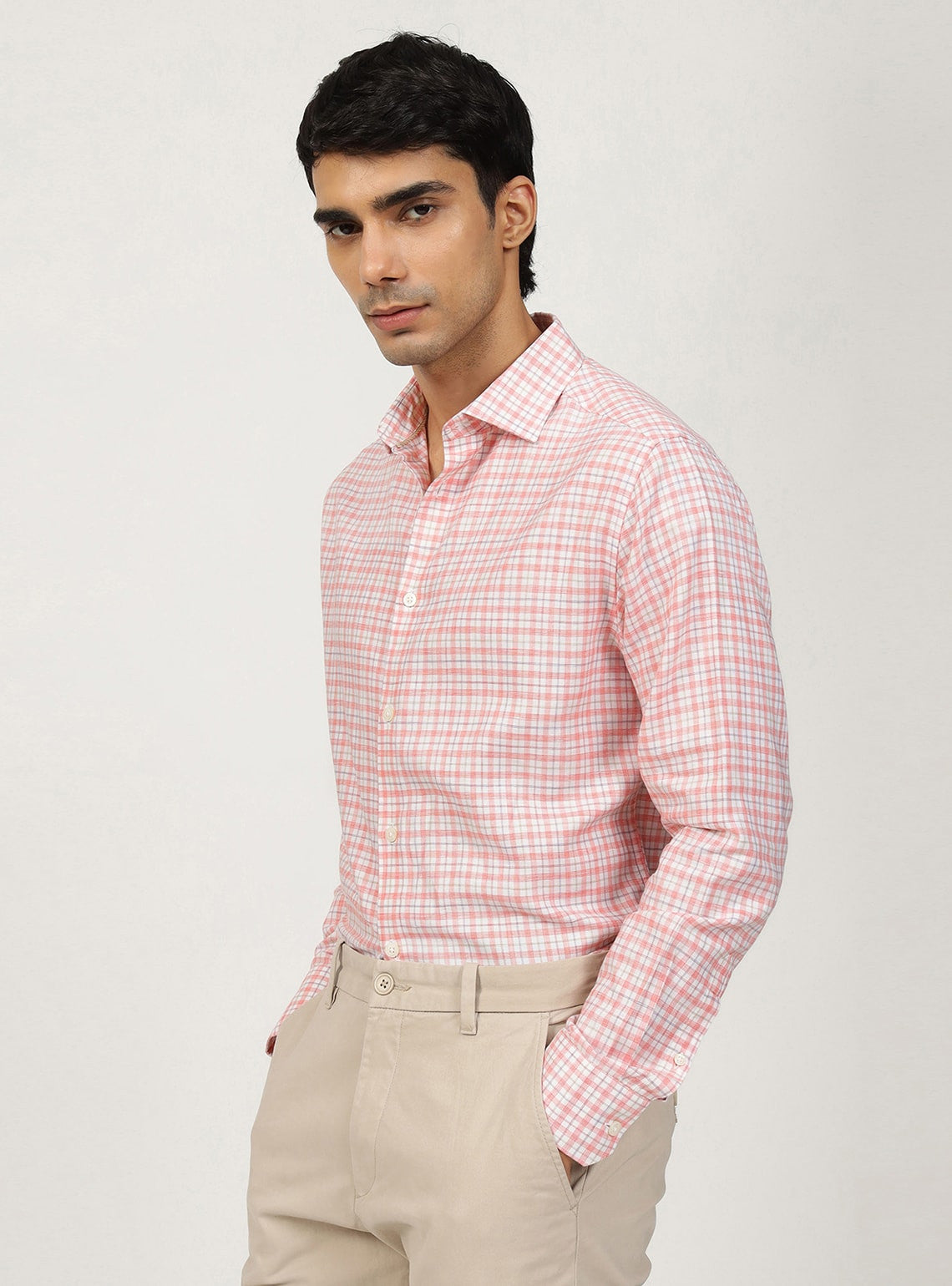 Coral Check Triblend Shirt