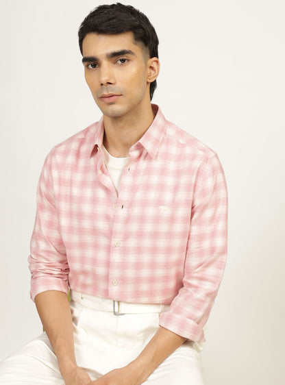 Coral Cotton Check Shirt