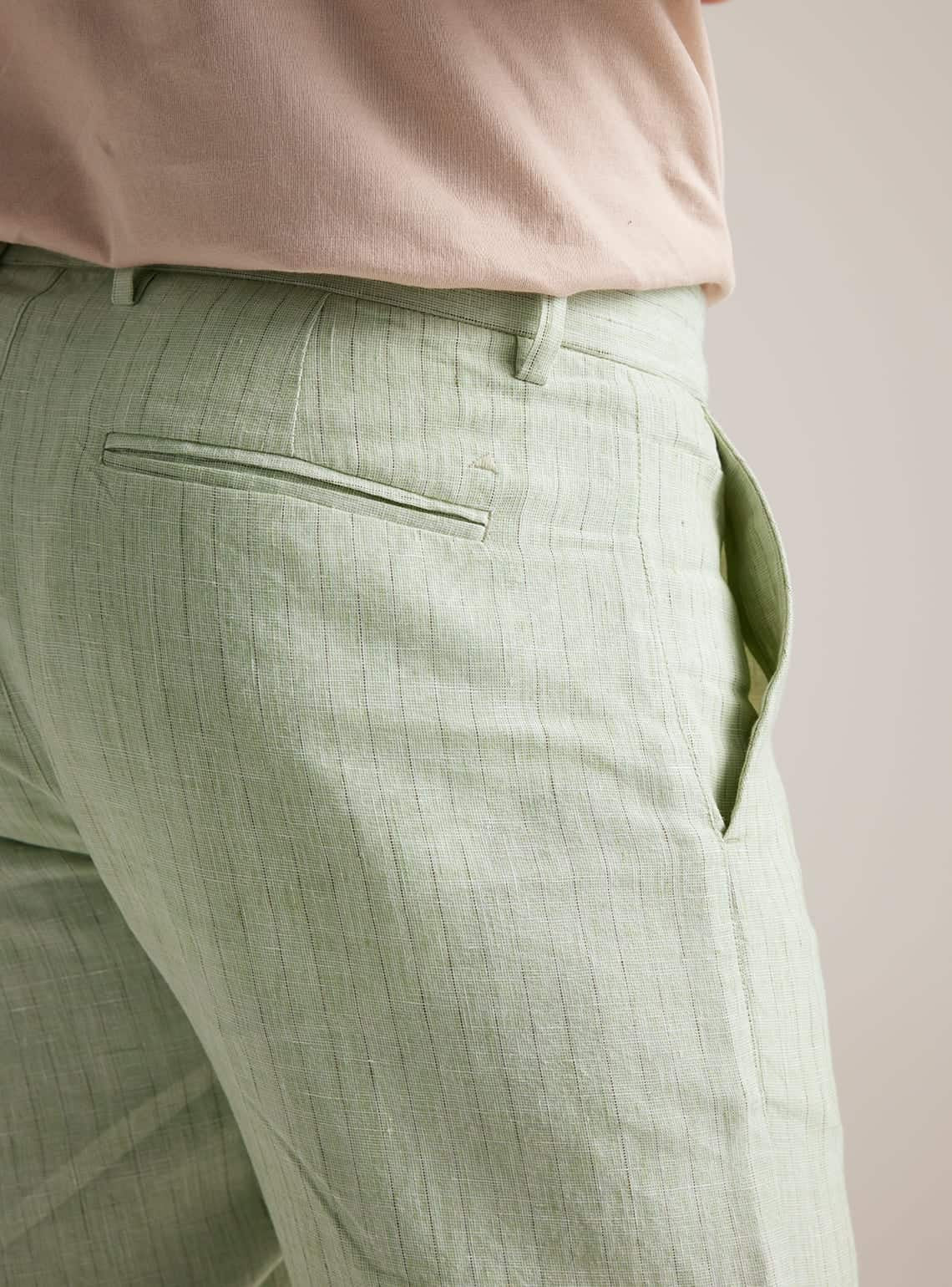 Celadon Stripe Linen Pants