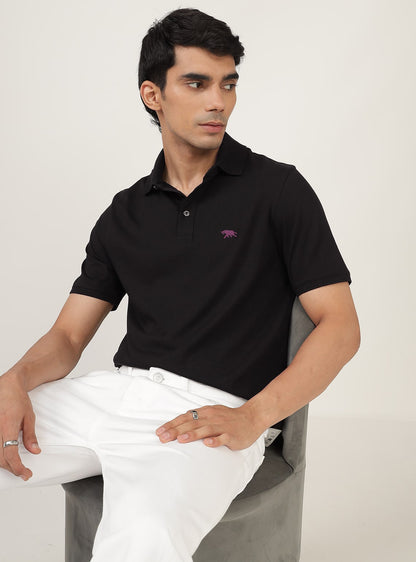 Oxen Black Cotton Polo