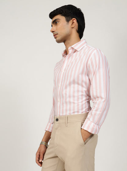 Coral Stripe Cotton Shirt