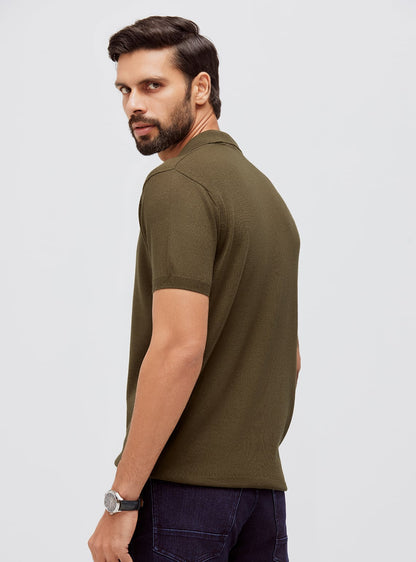 Olive Merino Viscose Polo