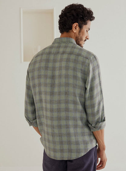 Sage Check Linen