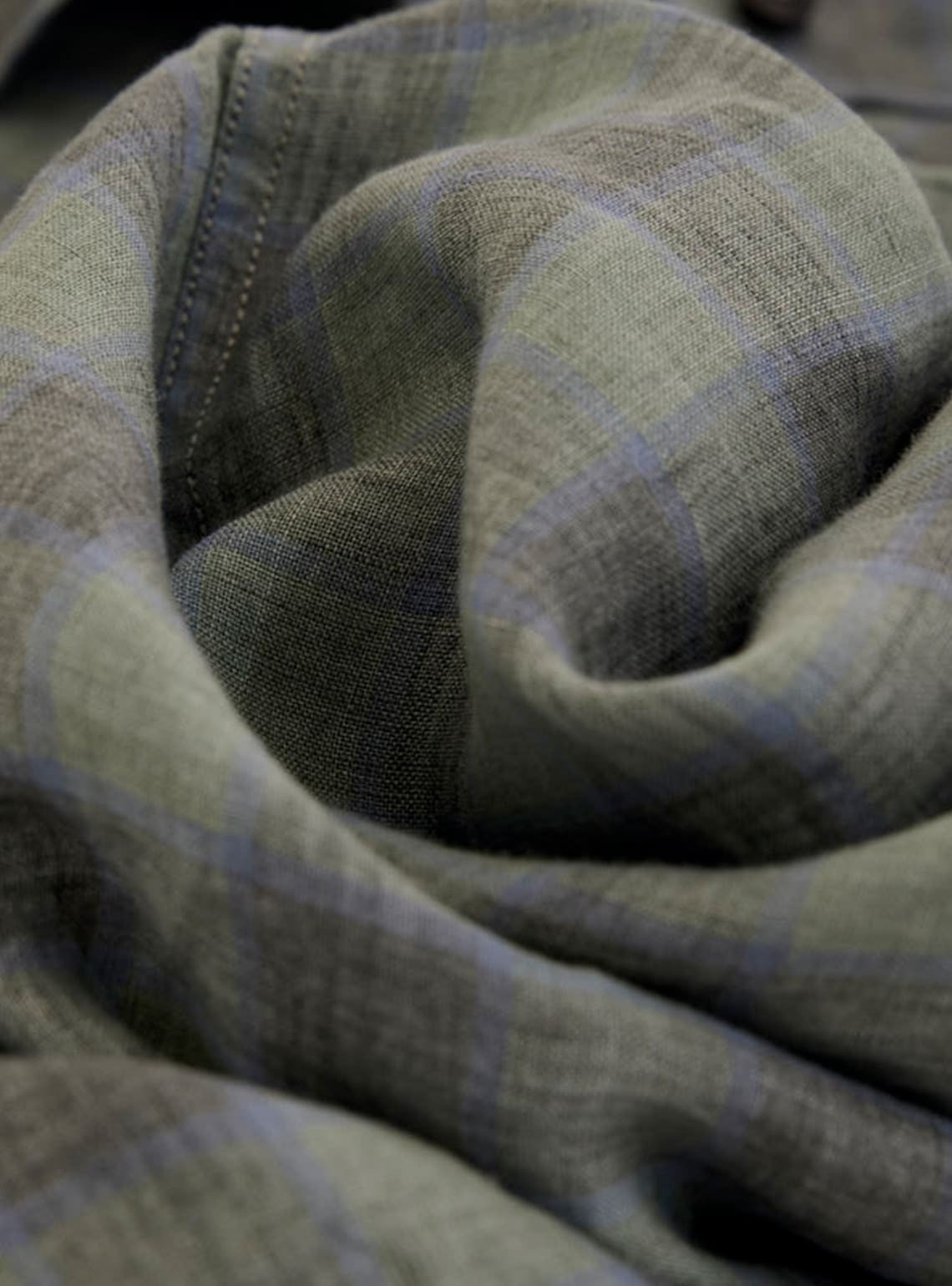 Sage Check Linen