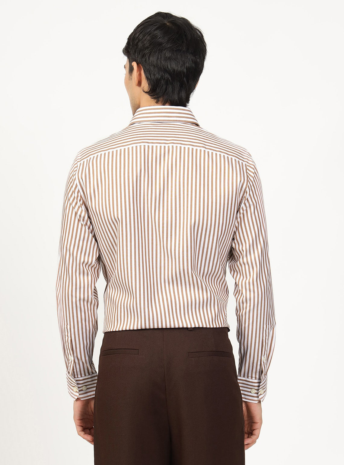 Brown Stripe Cotton Shirt