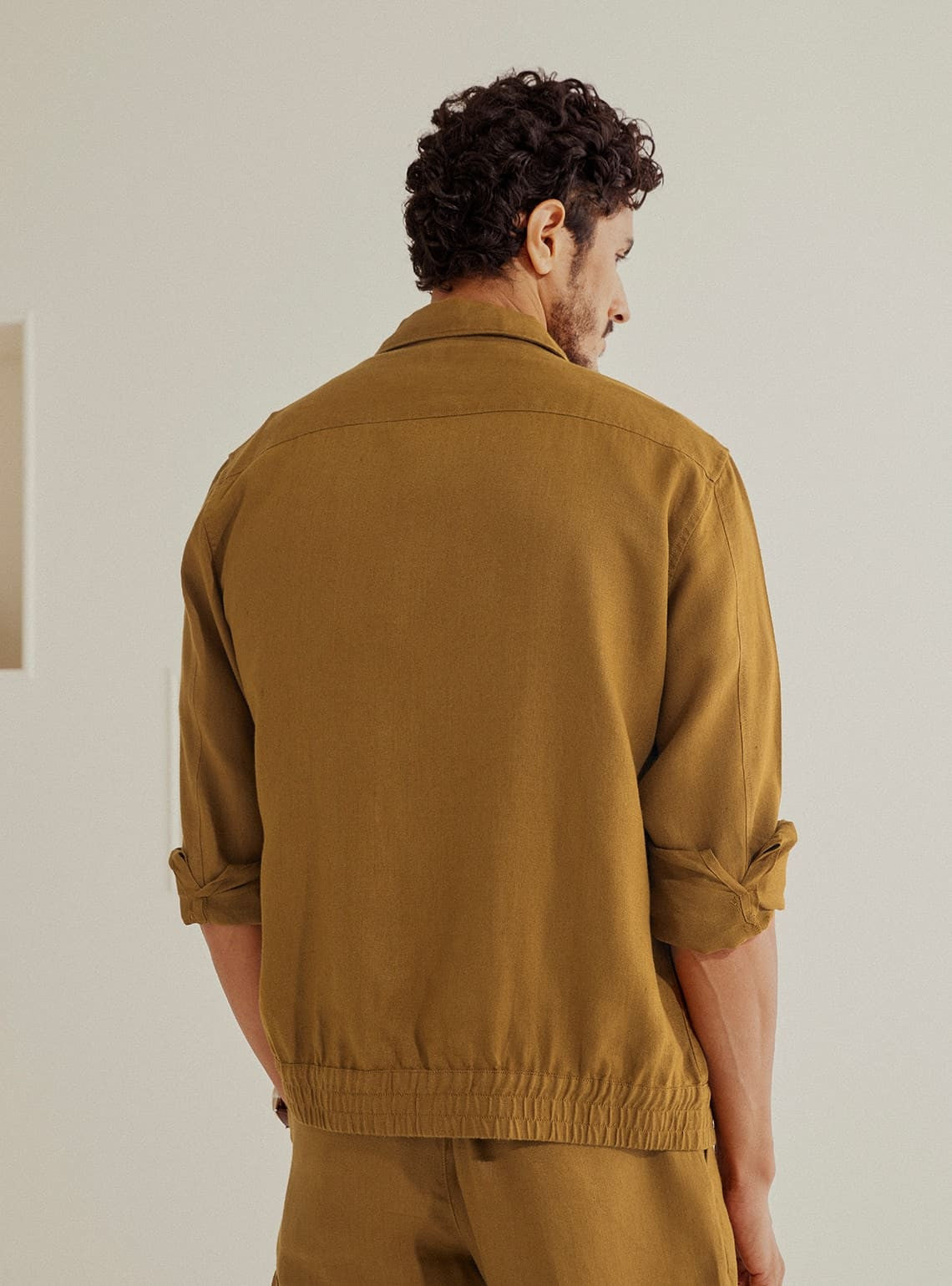 Tan Linen Bomber