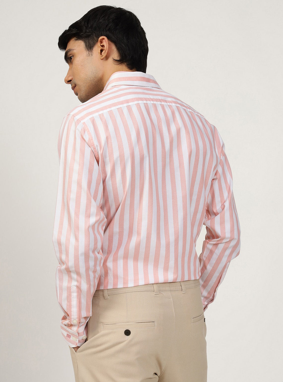 Coral Stripe Cotton Shirt