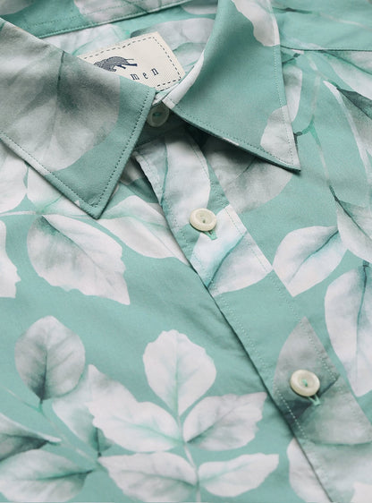 Teal Leaf Cotton Shirt