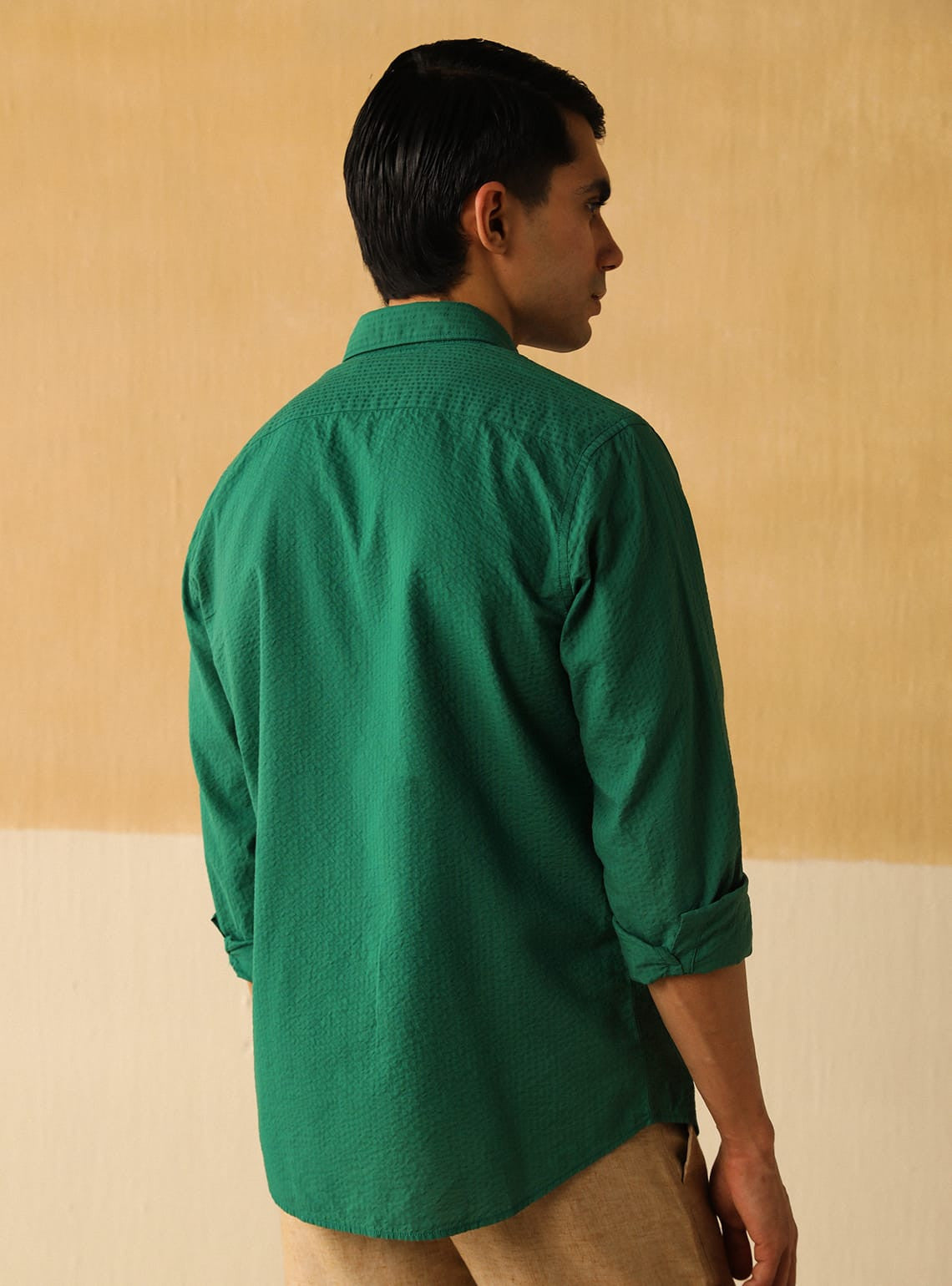 Emerald Seersucker Shirt