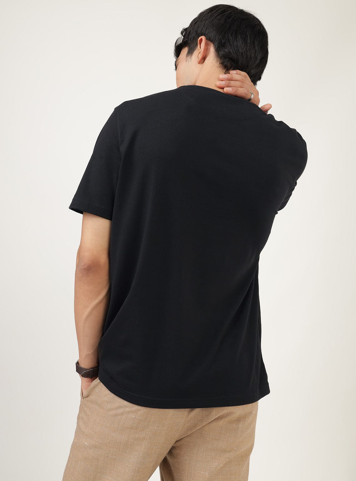 Nero Black Cotton Crew