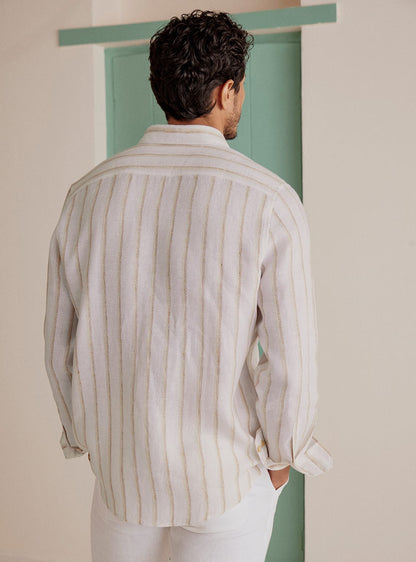 Beige Stripe Linen