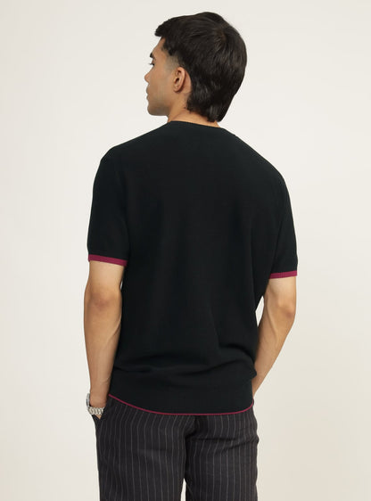 Ruby Black Cotton Crew