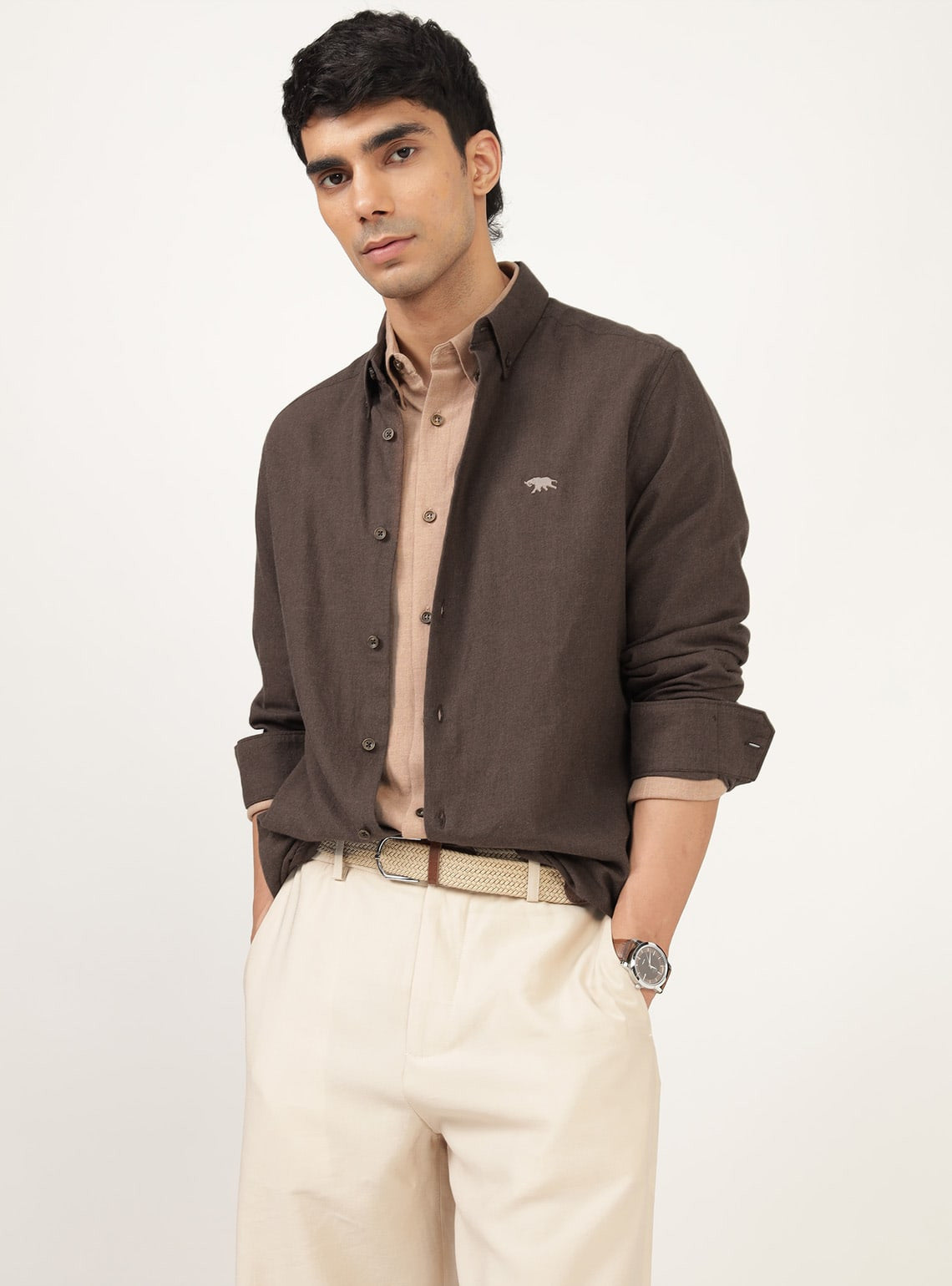 Saddle Cotton Melange Shirt