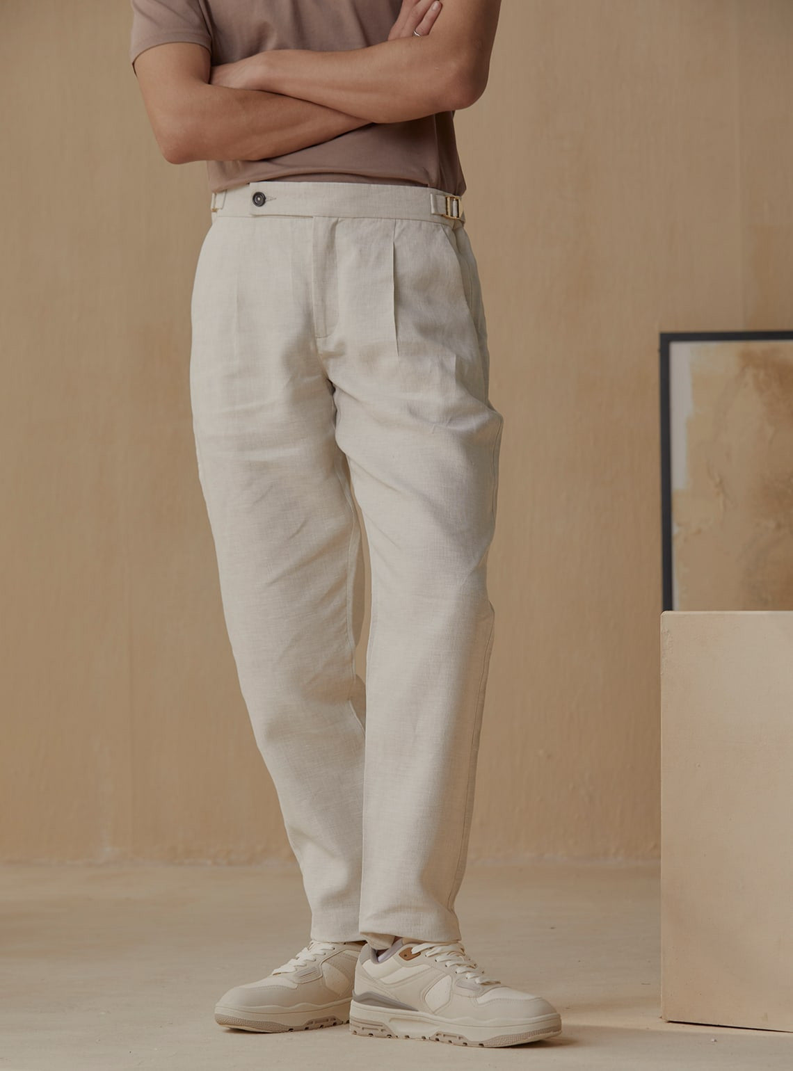 Men's linen pants PALERMO in Blue melange