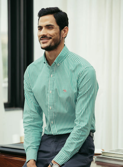 Teal Stripe Oxford