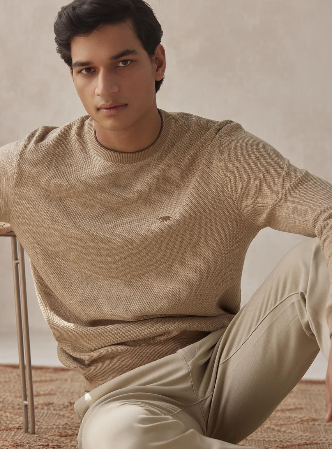 Khaki Melange Pullover