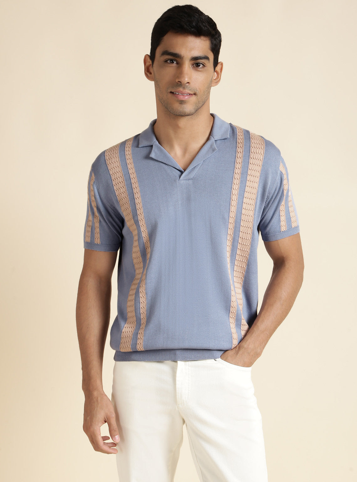 Blue Colour Block Polo