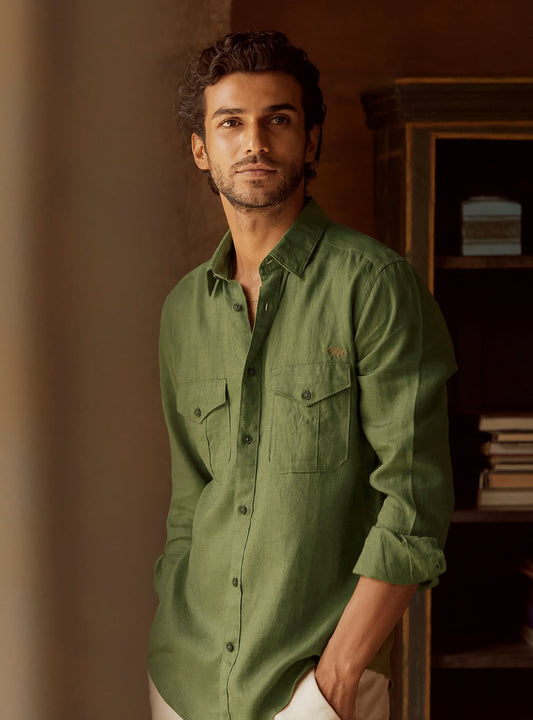 Moss Green Linen Shirt