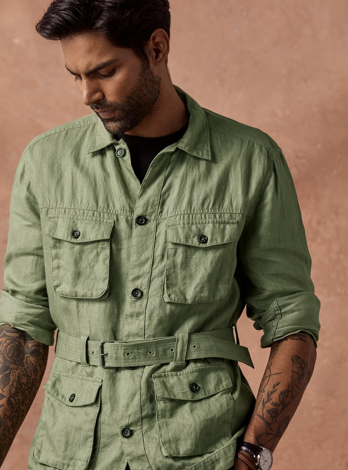 Buy Sage Rock Shirt | Casual Olive Solid Pullovers for Men Online | Andamen Green / L / Regular