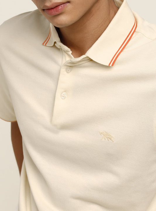 Beige Pique Polo