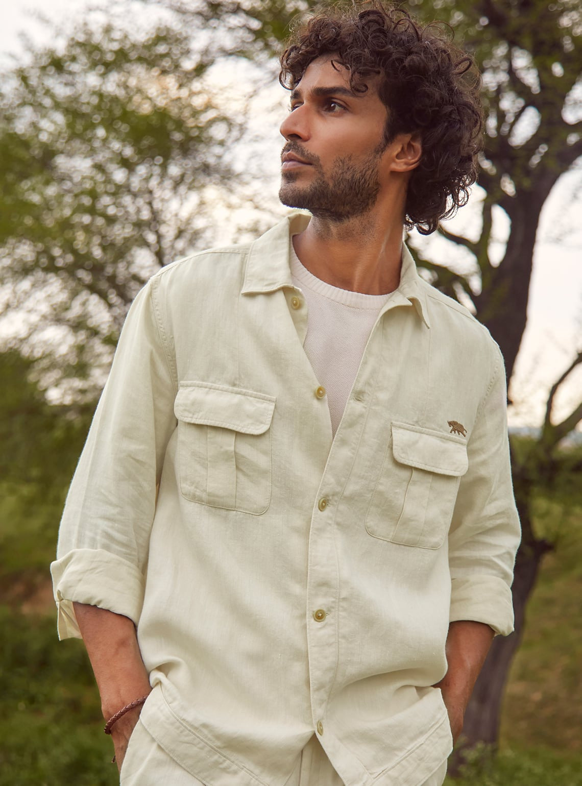 Cream Linen Overshirt