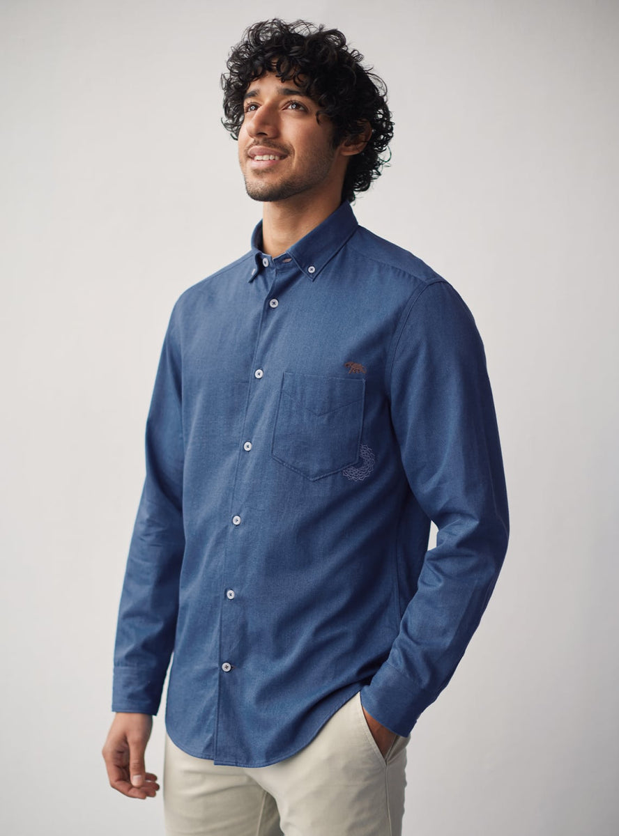 Buy Indigo Neptune Shirt | Casual Indigo Solids Shirts for Men Online ...