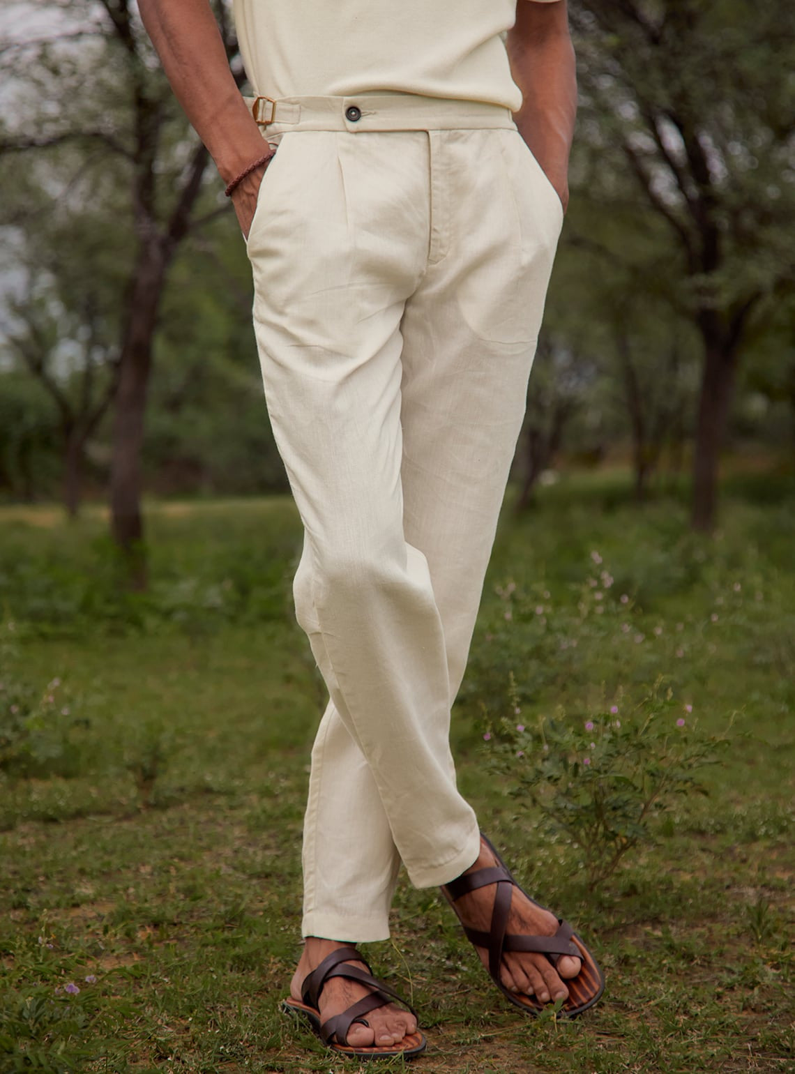 Cream Linen Pant