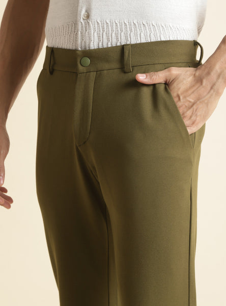 Men''s Slim Fit Trousers Olive at best price in Coimbatore by Trigger  Apparels Limited | ID: 20535112155