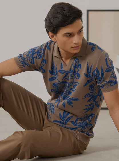 Sand Floral Polo