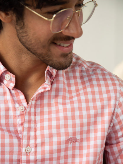 Coral Check Shirt