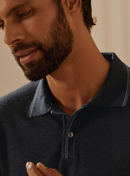 Dark Navy Merino Polo