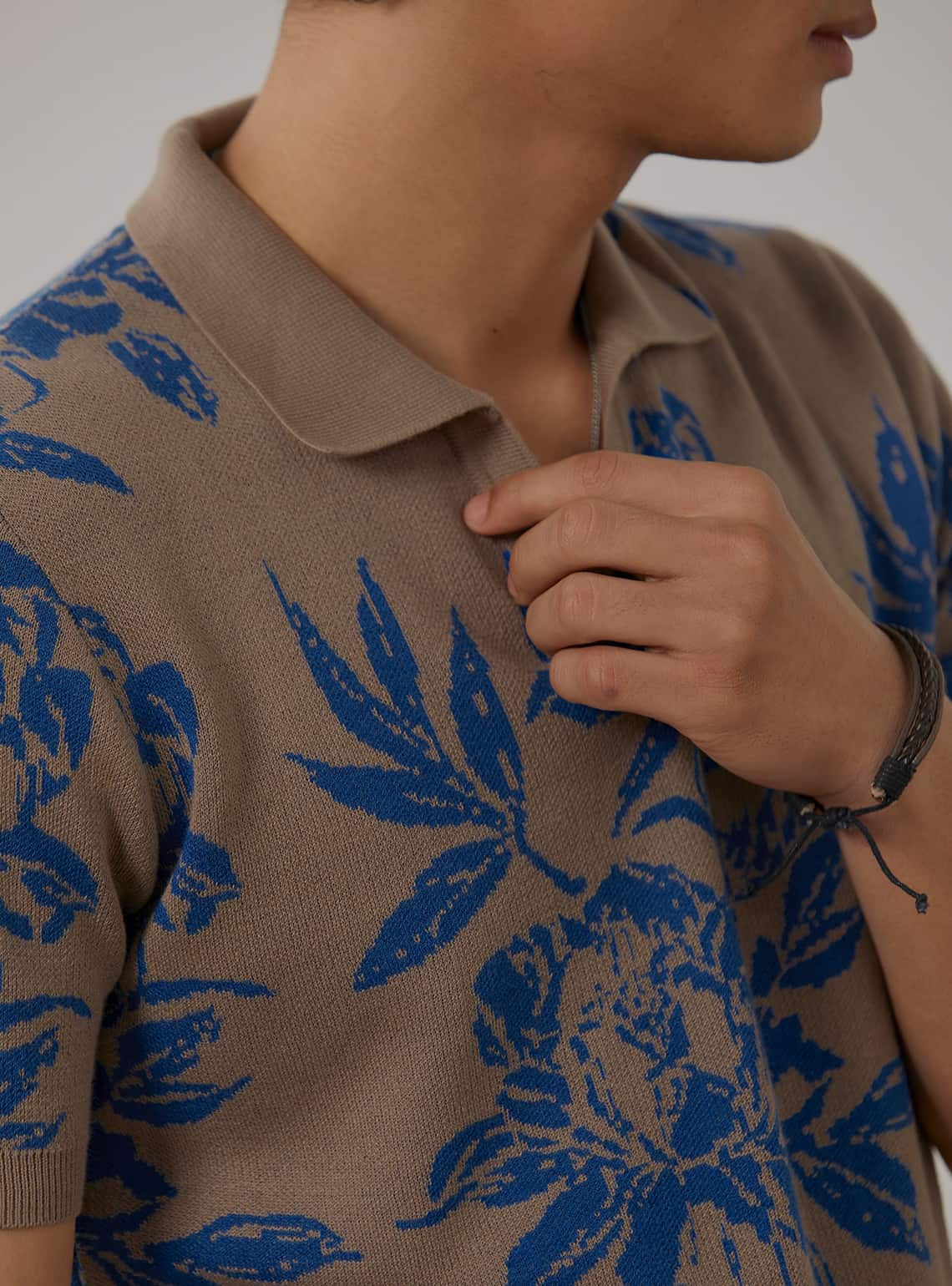 Sand Floral Polo