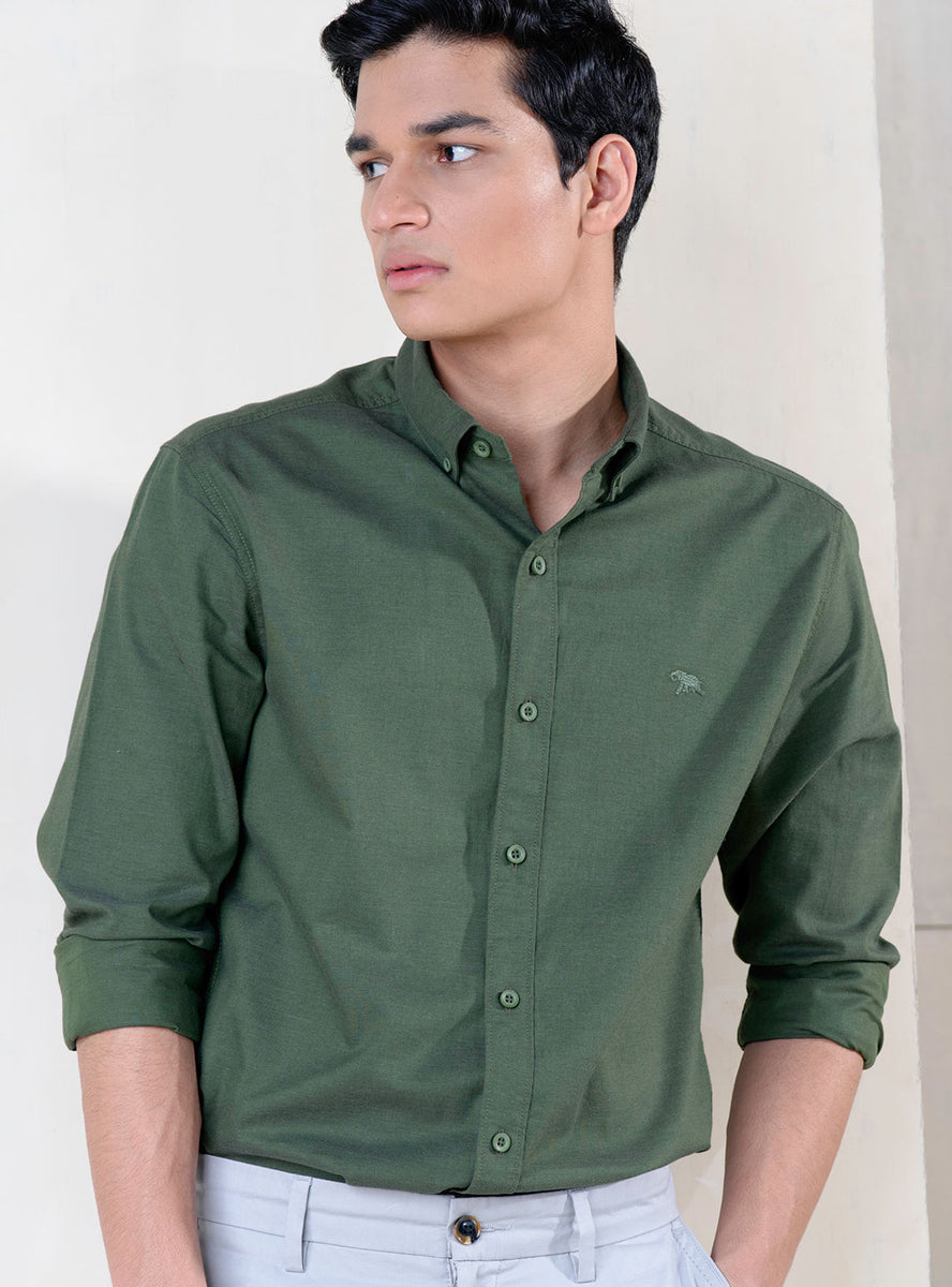 Buy Lush Drive | Olive Cotton Shirt for Men Online | Andamen - PEP