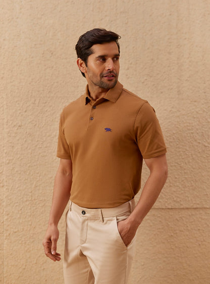 Warm Tan Pique Polo