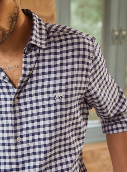 Royal Blue Check Linen