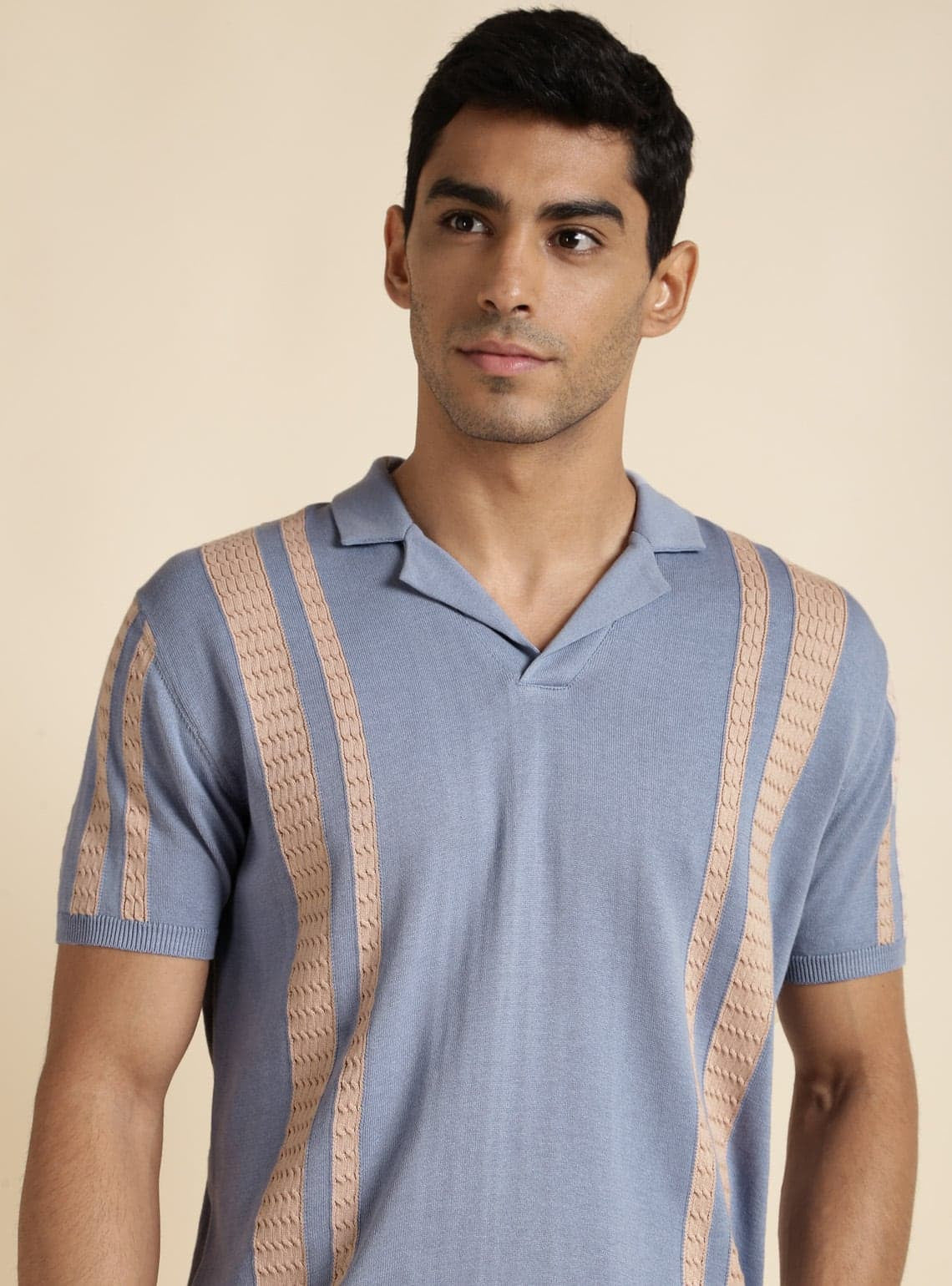 Blue Colour Block Polo