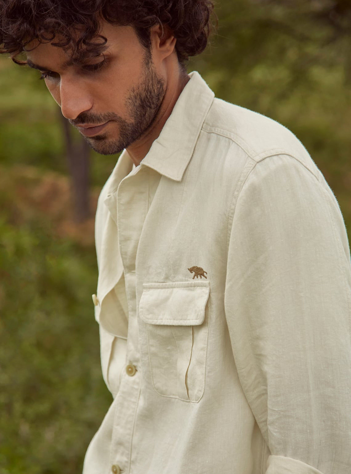 Cream Linen Overshirt