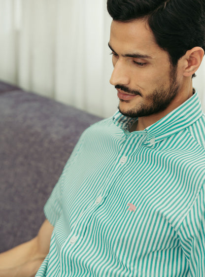 Teal Stripe Oxford- Short