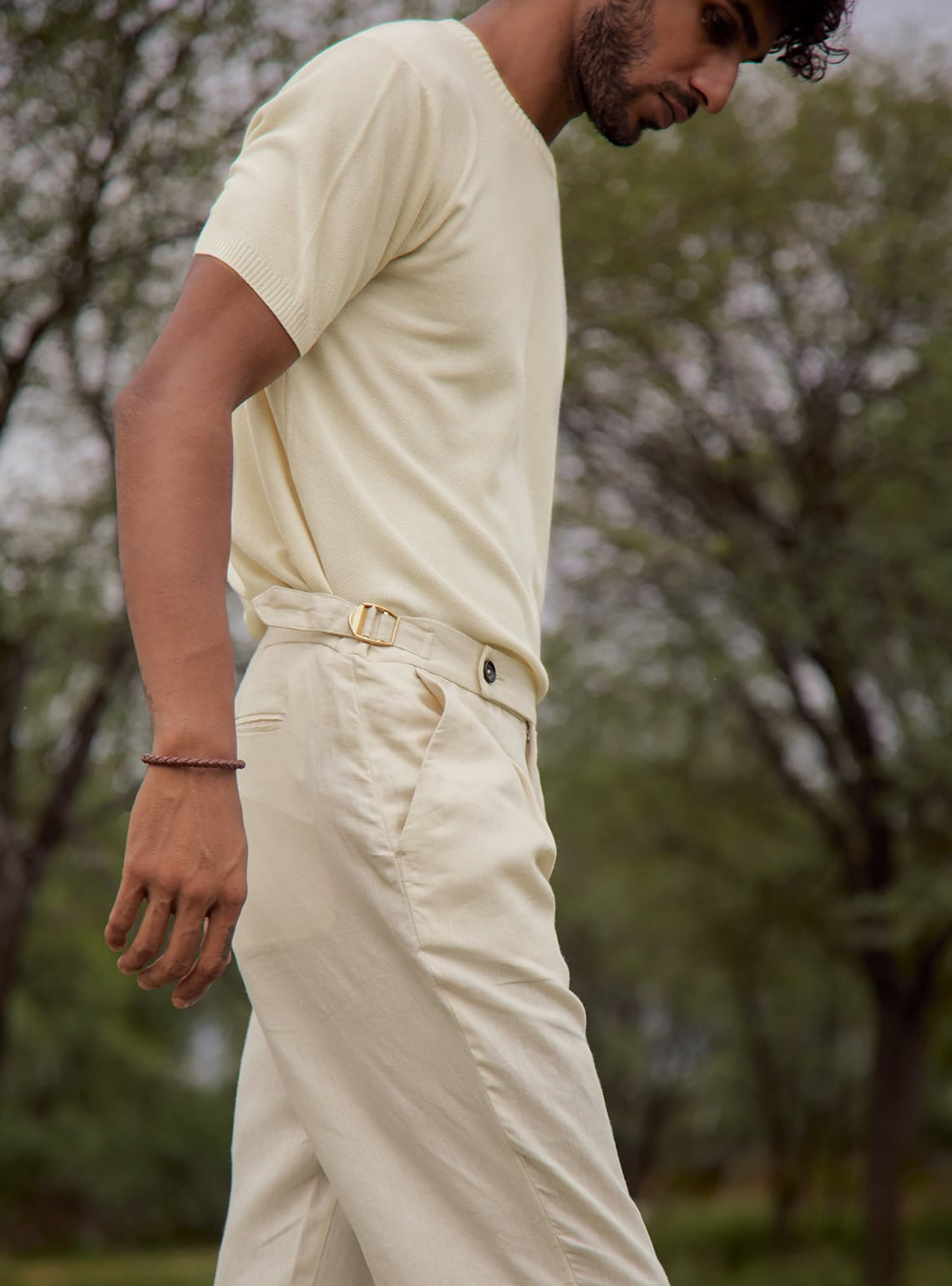 Cream Linen Pant