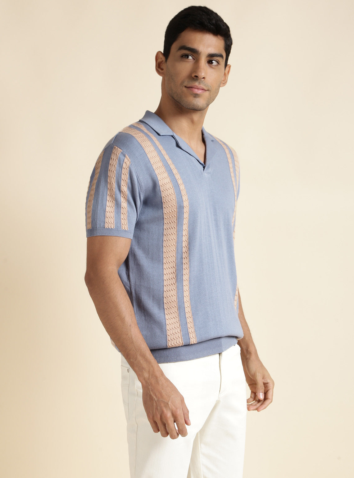 Blue Colour Block Polo