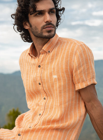 Orange Stripe Linen - Short