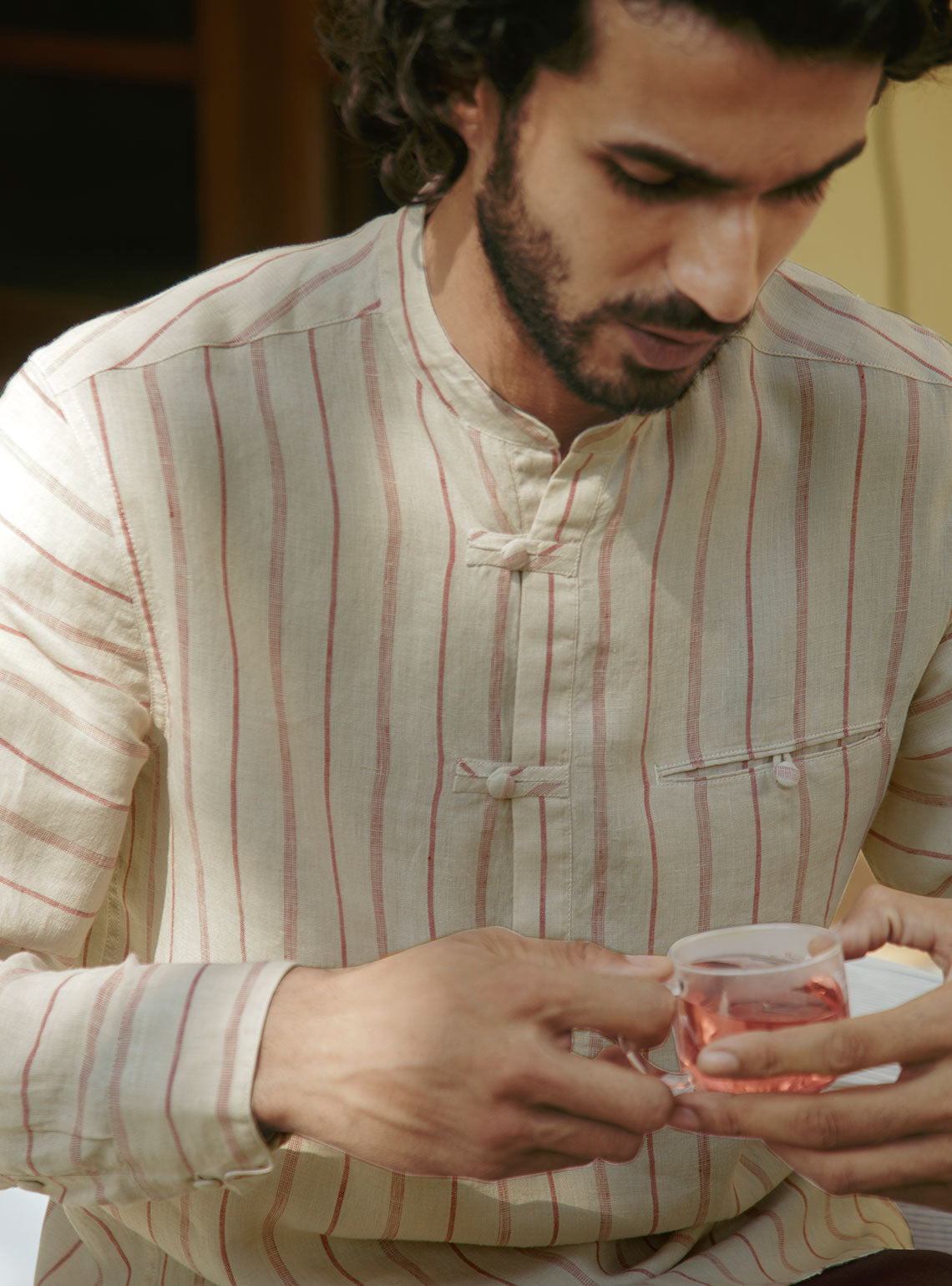 Coral Stripe Popover