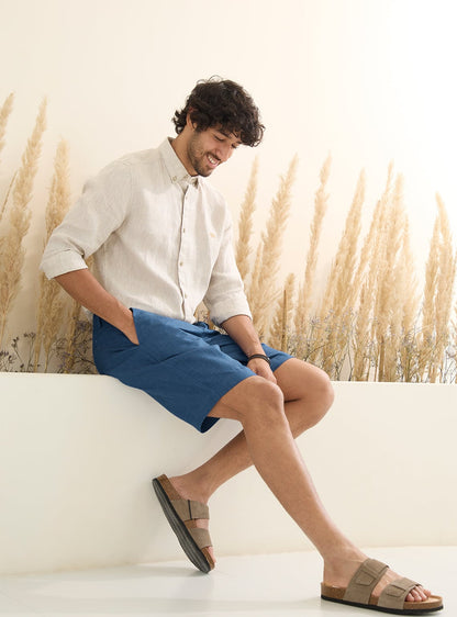 Blue Dusk Linen Shorts