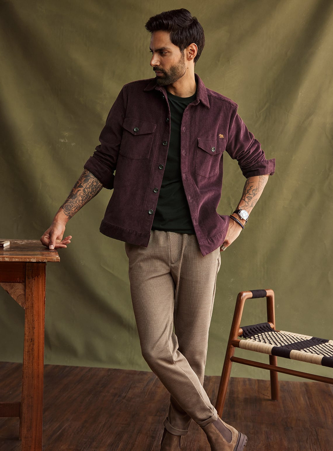 Burgundy Corduroy Overshirt