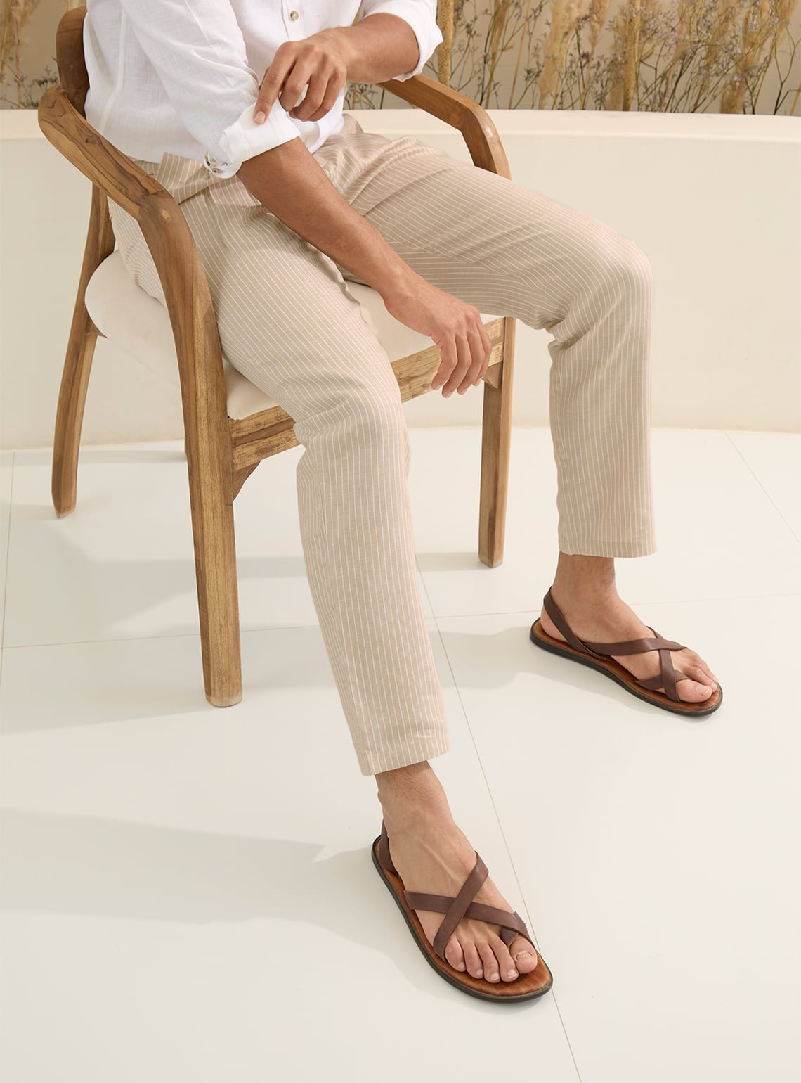 Sand Stripe Linen Pants