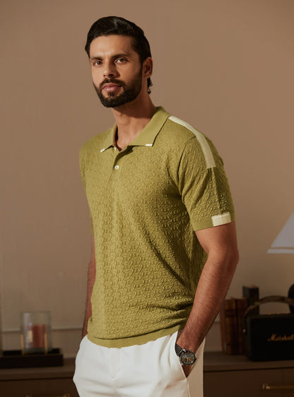 Light Moss Merino Polo